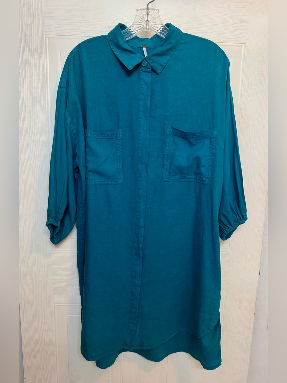 YFB Young Fabulous & Broke Teal Oversized Shirt Dress Tunic Boho XS